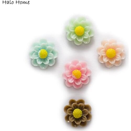 50 Piece Mixed Layered Flower Resin Flatback Scrapbooking Cabochon Embellishment DIY Phone Decoration Craft Making 14mm