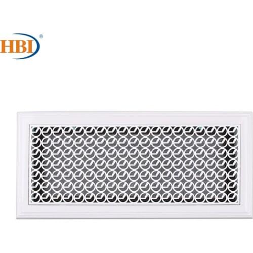 500mm x 200mm Circle-Pattern White Rectangular Plastic Frame Steel Decorative Return Air Grille Vent Retro Style Air Register