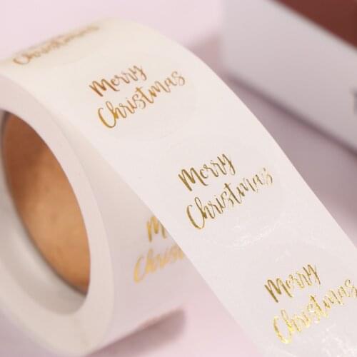 500pcs Transparent Gold Stamp Merry Christmas Stickers Party Business Seal Label Tag Box Decor New