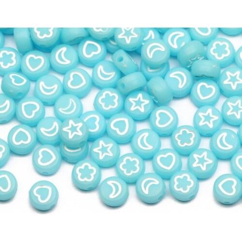 100-500pcs/lot Round Blue 4x7mm Mixed Star/Heart/Moon Loose Acrylic Beads For Jewelry Making DIY Necklace Bracelet Accessories