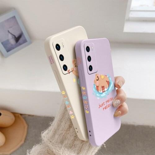 Little Bear Swimming Phone Case For Huawei P40 P40Lite P30 P20 Mate 40 40Pro 30 20 Pro Lite P Smart 2021 Y7a Silicone Cover