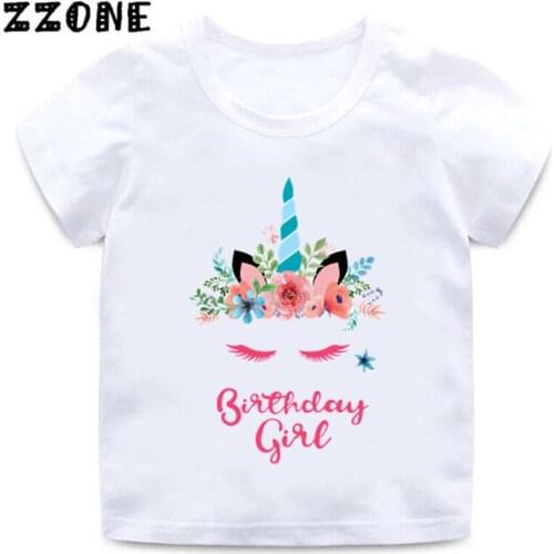 Kids Unicorn T shirt Happy Birthday Girl Print Funny T-shirt Baby Girls Cartoon Summer Short Sleeve Clothes,ooo5249