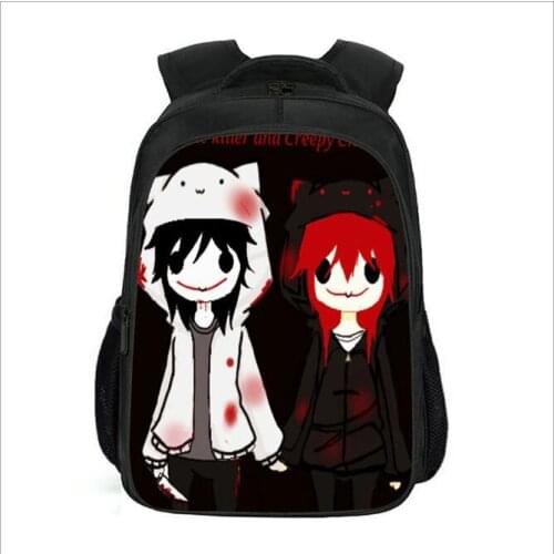 Childrens school bags Funny Graphic print creepypasta Backpack men School bags Women bag Travel laptop bag