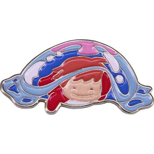 Ponyo on the Cliff by the Sea anime action figure prefect quality bubble Ponyo brooch children Toys home decoration