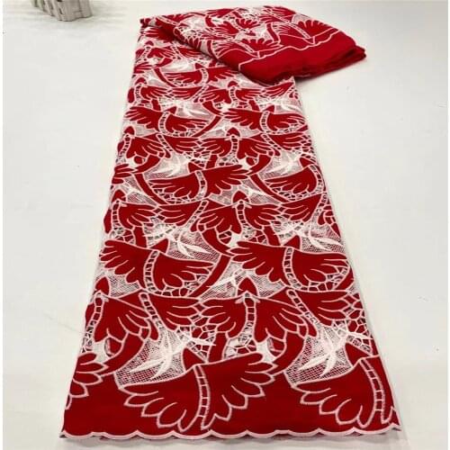 Red Guipure Cord Lace High Quality Nigerian African Cord Lace Fabric Milk Silk Water For Party Material
