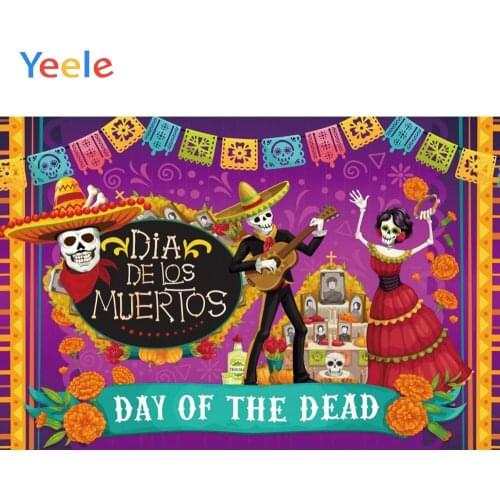 Mexican Day of The Dead Backdrop Sugar Skull Photography Background Dia DE Muertos Dress-up Party Fiesta Photophone Photozone