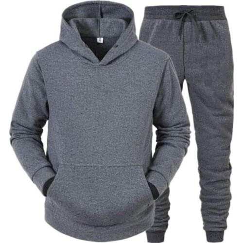 Men/Women Casual Tracksuit Sets Hooded Sweatshirt Sweatpants Solid Color Sportswear Set Pullover Men Clothes Hoodies Homme