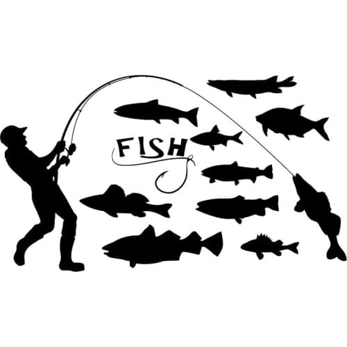 16.7cm*9.5cm Fisherman Fishing Fish Stickers Decals Car Accessories Funny Personality Stickers car sticker car accessories