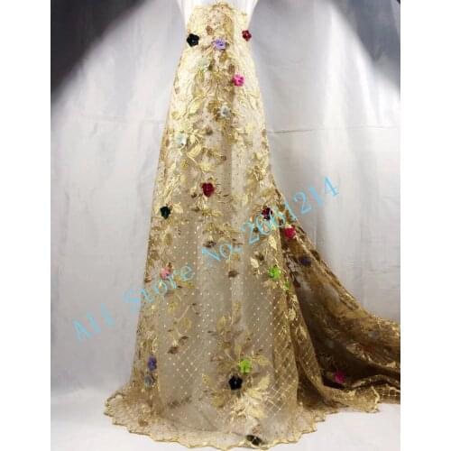 Nigerian Lace Fabrics For Wedding 2018 Graceful African French Lace Fabric High Quality 3D Lace flower applique with beads