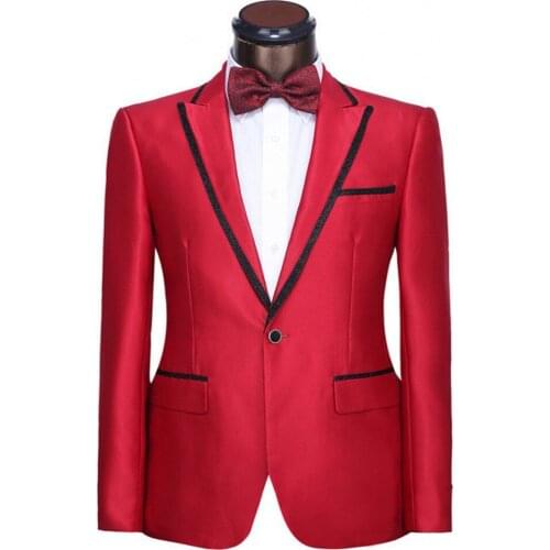 Newest Groomsmen Peak Lapel Groom Tuxedos Blue/Red/Yellow Mens Suits Wedding Best Man Suit (Jacket+Pants+Tie+Hankerchief) B685