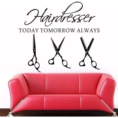 Scissor Hair Salon Sticker Hairdresser Decal Barber Shop Posters Vinyl Wall Decals 25 Color Choose Hair Salon Sticker