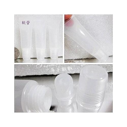 Wholesale 5ml 500pcs/lot factory wholesale transparent soft tube,plastic tube lip tube make up with three parts