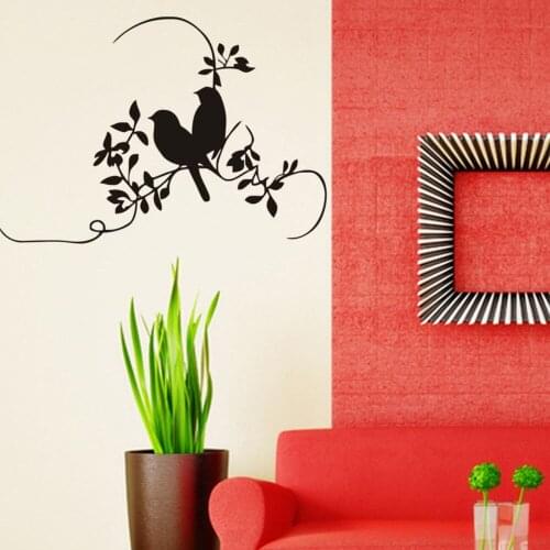 Pairs of Birds on Tree Branch Wall Stickers Home Decor Living Room 57X84cm Black Vinyl Wall stickers Vinilos Paredes SA059B