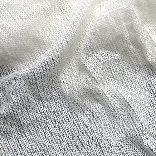 Sequined Lace Fabrics For Dress Ivory Allover Embroidered Fabric Sequins Table Cloth 132cm