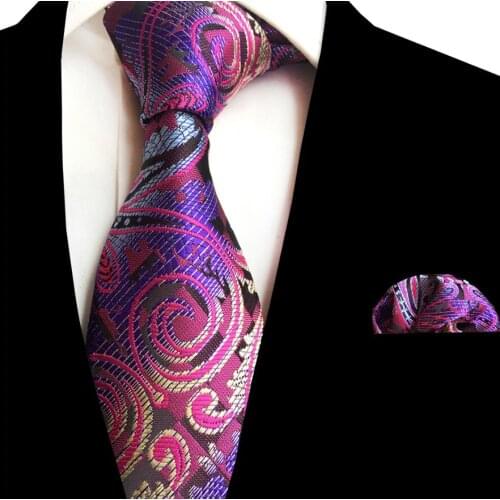 Ricnais 8cm Silk Floral Pocket Square Tie Set Green Bule Handkerchief Necktie For Men Business Wedding Neckwear Accessories Ties