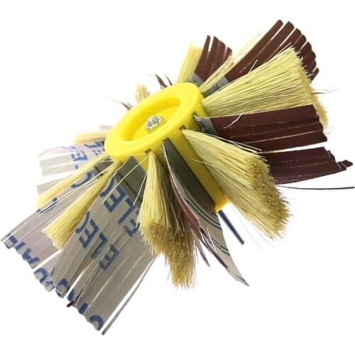 150*6mm shank Drill Wood Polishing Wheel Brush Sisal & sand cloth Combi Abrasive Wheel