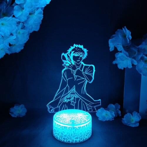 LED Light Manga Anime Avatar Bleach Ichigo Kurosaki Acrylic Night Lamp RGB Flashing Cool Gift 3D Cartoon Child Room Decor