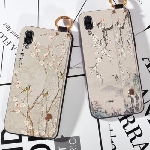 Silicone Wristband Case For Vivo Y91 Y91i Y91C Y93 Y95 Y97 Flower Pattern Phone Holder Cover For Vivo V11 Pro V11i