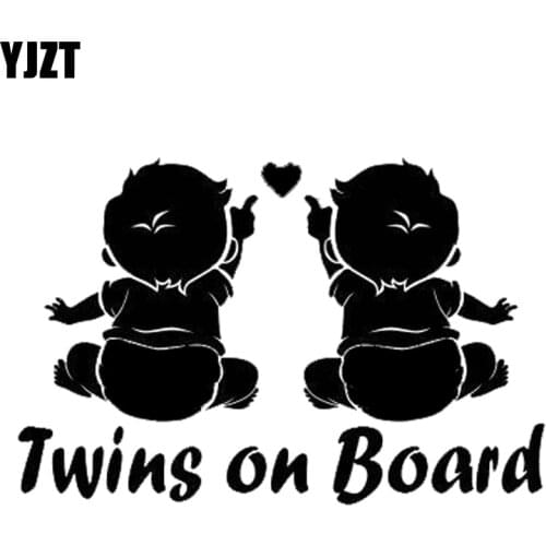 YJZT 19.1CM*12.5CM Twins On Board Super Lovable Waterproofing Vinyl Sticker Decal Car Black/Silver C10-00114