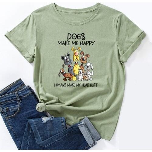 100%Cotton Women T Shirt Women Shirt Lovely Dogs Printed T Shirts O Neck Short Sleeve Kawaii Graphic Tee Mujer Camisetas