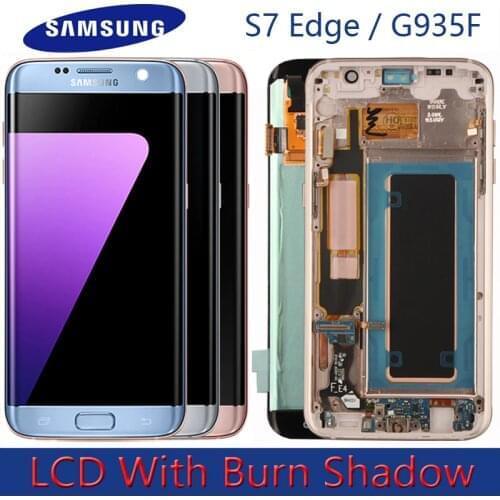 5.5'' The Burn-shadow LCD For Samsung Galaxy S7 Edge Display With Frame G935F G935FD Screen Digitizer Assembly With Service Pack