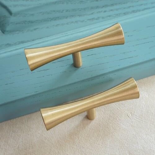 Golden Simple Dresser Drawer Knob Metal Door Handle Brass Bedroom Wardrobe Handle Kitchen Cabinet Knob Modern Furniture Hardware