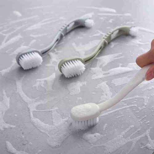 1PC Multi-function Long Handle Double-end Shoe Brush Cleaner White For Shoes Shoes Washing Cleaner Hair Plastic Tools Soft T8C9
