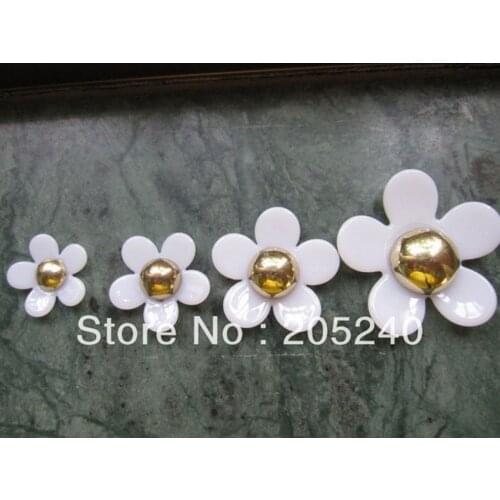 20pcs/Lot Cabochons Botoes Flat Back Resin Flowers For DIY Phone Decoration (4 sizes mixed, 40mm,30mm,25mm,20mm)