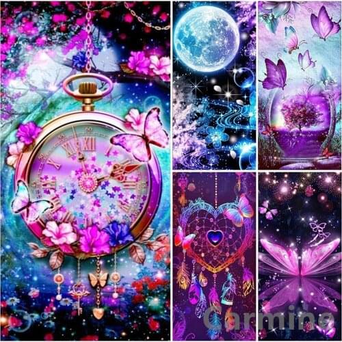 5D Butterfly Diamond Painting Scenery Mosaic Flower Rhinestones DIY Cross Stitch Picture Full Round&Square Drill Home Decoration