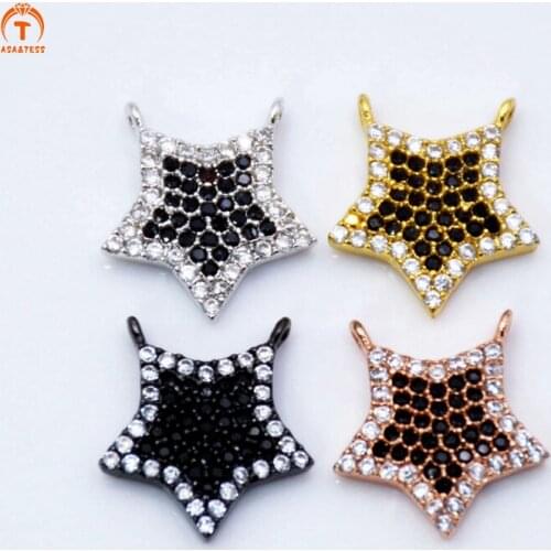 ASA&TESS Charm Cubic Zirconia Star pendant beads with Double Bails Micro Pave CZ connector For Jewelry Making