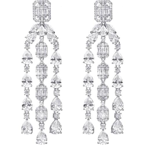 Bettyue Noble Geometry Shape Tassel Earring With Shiny Cubic Zircon Jewelry Women&Girls Wedding Party Elegant Decoration