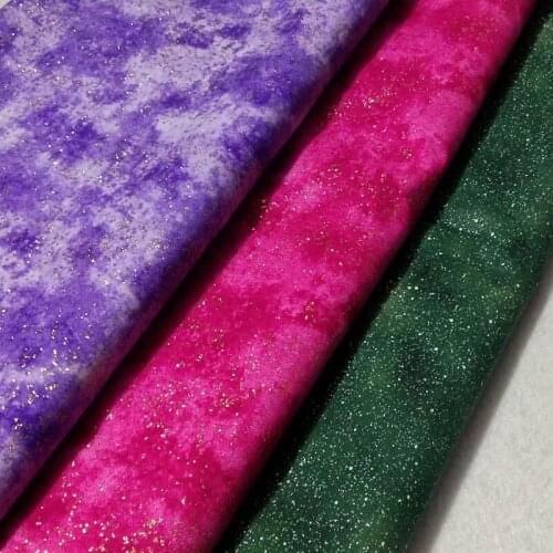 Glitter Purple Green Rosepink Stamping Printed Cotton Fabric 50x105ccm Bling Bling Fabric Patchwork DIY sewing Baby Cloth Dress