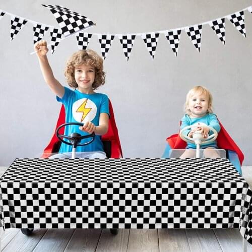 Black White Checkered Tablecloth Table Cover Flag race Car Sport theme birthday party baby shower Gender Reveal decoration favor