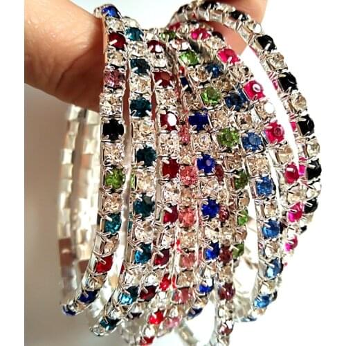 20pcs TOP MIX Elastic Crystal CZ Bracelets Children Friendship Party Gift Young peoples Fashion Wristbands Xmas Great Gift