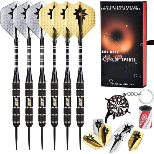 CyeeLife 22g Darts Steel tip Professional,6 Aluminium Shafts+3D Flights +Sharpener+Multi Function Tool