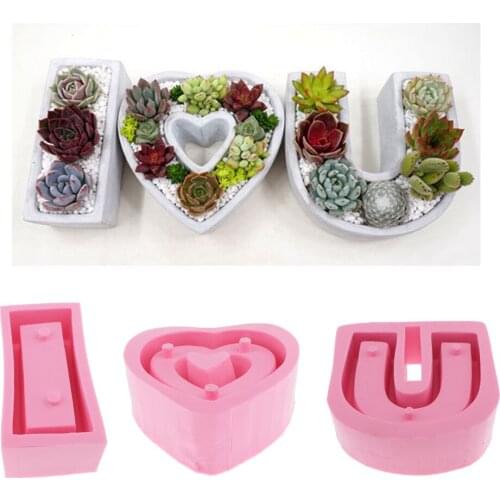 I Love U Shape Flower Pot Mould /Candy /Sugarcrafts /Fondant /Cake Mould DIY Tools Home Decorations