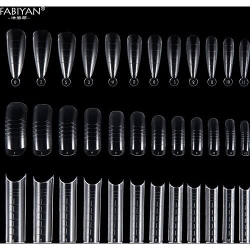 100/120Pcs Clear Quick Building Nail Mold Tips Finger Extension Tool Manicure Full Cover Different Sizes With Box