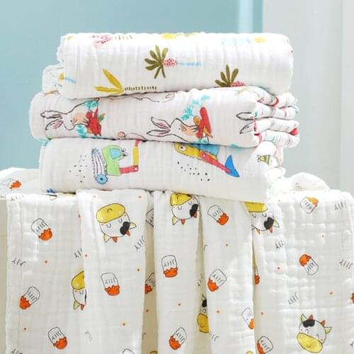 110*110cm Baby cotton gauze bath towel six-layer children blanket Infant Warp Animals Stroller Cover Infant Swaddle Sleepsack