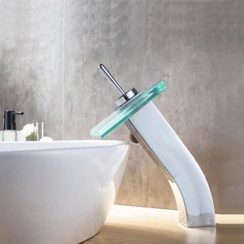 Chrome Plated Brass and Glass Material Deck Mounted Cold & Hot Water of Tall and Short Model Glass Faucet