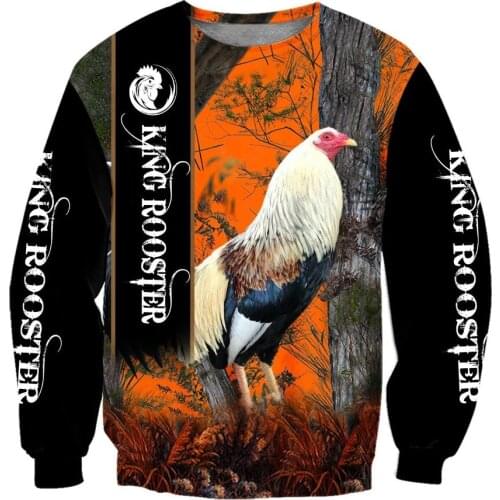 3D All Over Printed Unisex Deluxe Men Zip Hoodie Beautiful Love King Rooster Sweatshirt Pullover Casual Jacket Tracksuit DW0815