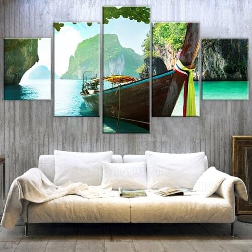 Canvas Painting Coat with Andamanensee Thailand 5 Pieces Wall Art Painting Modular Wallpapers Poster Print Home Decor