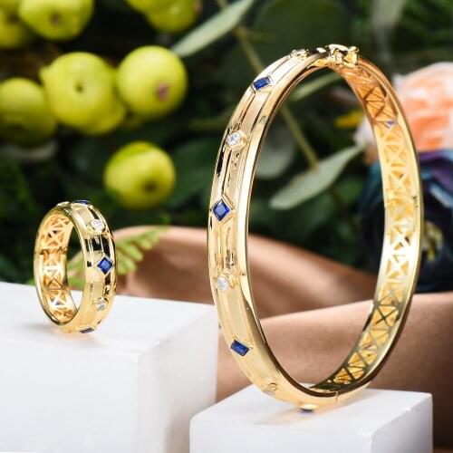 KellyBola Jewelry Womens Noble And Elegant Full Cubic Zircon Bracelet Ring Set Womens Preferred Wedding Party CZ Jewelry Set