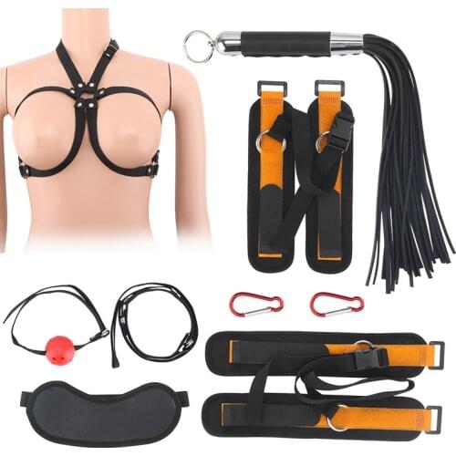 Leather Bdsm Set Yoke Bondage Tape Self Bondage Lock Handcuffs Whip Plug Gag SM Torture Fetish Sex Tie Toys Products for adults