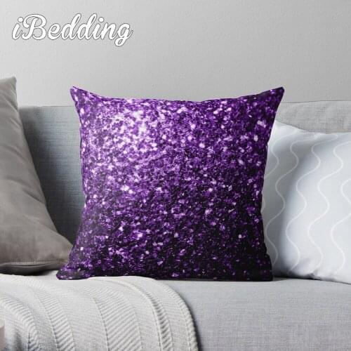 Beautiful Dark Purple Glitter Sparkles Throw Pillow Cushion Cover Polyester Throw Pillows Case On Sofa Home Decor