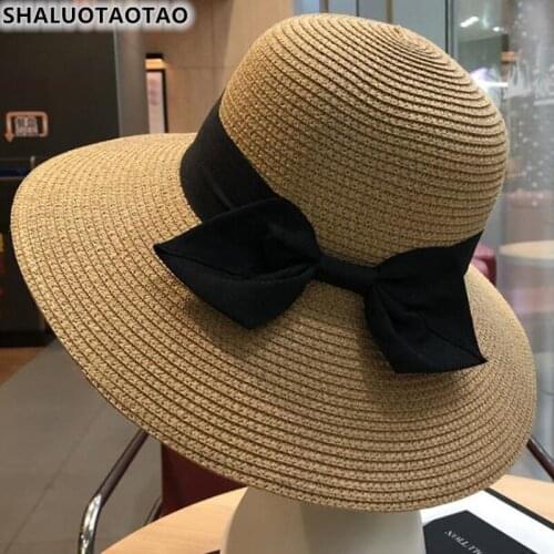 SHALUOTAOTAO Summer New Lovely Bowknot Bucket Hat For Womens Fashion Travel Sunscreen Parent-child Beach Hat Tide Casquette