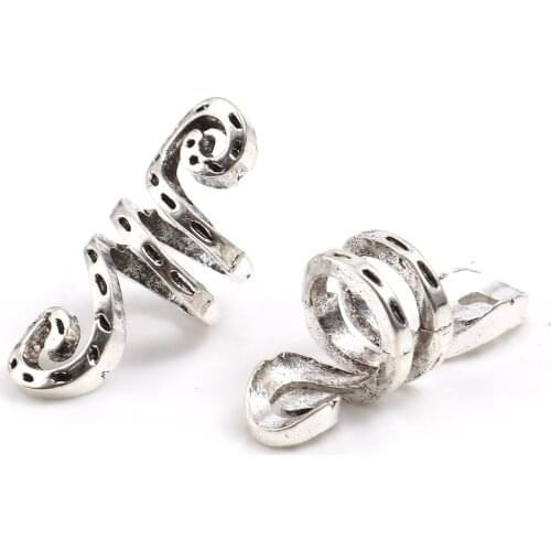 Fashion Spacer Hair Braiding Dreadlock Beads Spring Antique Silver Color Spiral Metal Beads DIY Jewelry About 24mm x 10mm,50PCs