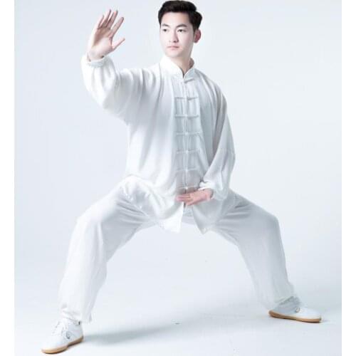 Men Women Tai Chi Practice Clothing Martial Arts Suit Shirt Pants Set Long/Short Sleeve Comfort Breathable