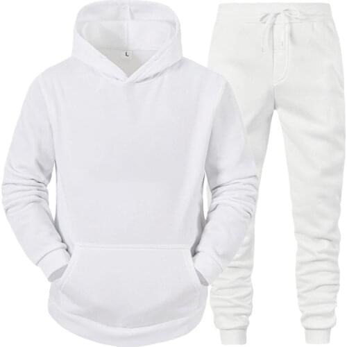 Woman Mens Sweatshirt Sets Hoodie + Pants Autumn Winter Fleece Hoody Male Brand Streetwear Fashion Leisure Clothes Pullover