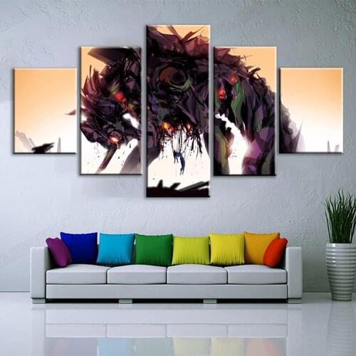 Wall Art Canvas Prints Poster Japan Animation New Century Warrior 5 Pieces Painting Home Decor Bedroom Modular Pictures Framewor
