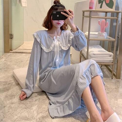 Sweet Students Sleepwear Nightgowns New Spring Summer Nightdress Women Large Size Loose Nightwear Dress Female Night Shirt